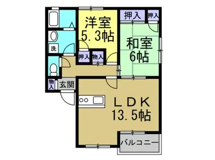 メモリーステージB棟(2LDK/1階)の間取り写真