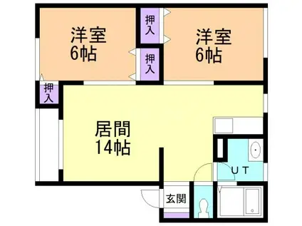 シルキーMIYOSHI B棟(2LDK/2階)の間取り写真