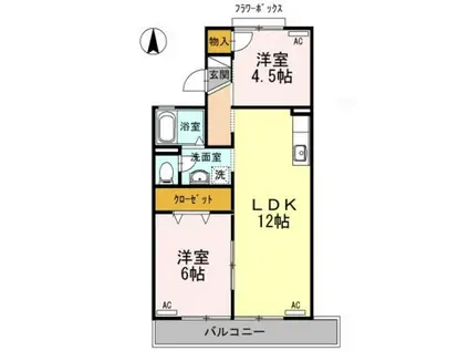 メゾンSEKI(2LDK/2階)の間取り写真
