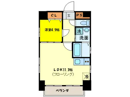 名駅コートナゴノ(1LDK/3階)の間取り写真