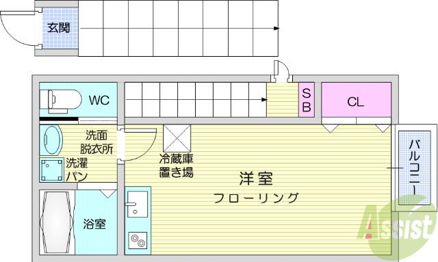 シャイン柏木(ワンルーム/2階)の間取り写真