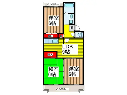 菱田マンション(3LDK/1階)の間取り写真