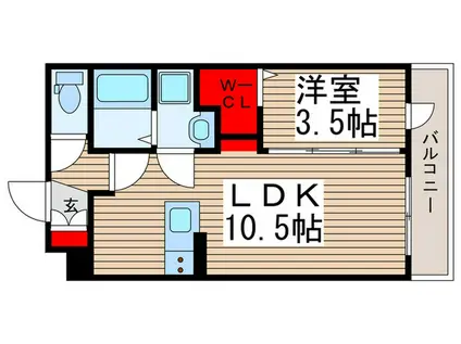 CRESCENT COURT(1LDK/2階)の間取り写真