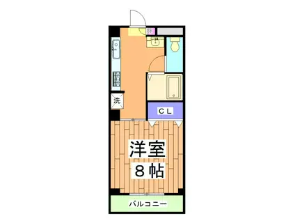 阪急京都線 西京極駅 徒歩3分 5階建 築23年(1K/4階)の間取り写真