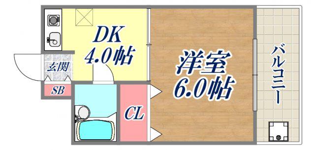パレルミエール神戸(1DK/2階)の間取り写真