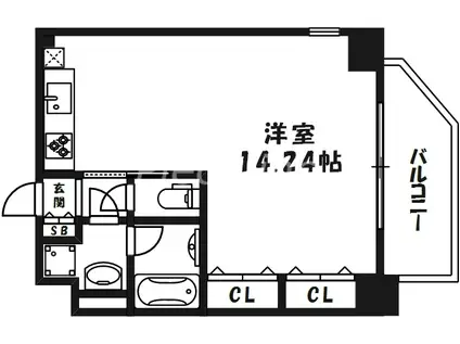 クレグラン北梅田(ワンルーム/4階)の間取り写真