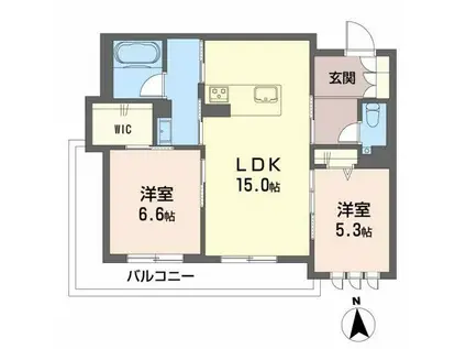 シャーメゾンプレミアム大黒(2LDK/2階)の間取り写真