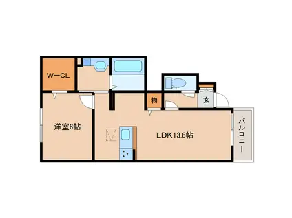 エアフォルク(1LDK/1階)の間取り写真