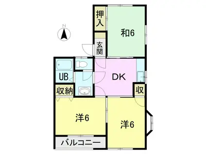 横田コーポ(3DK/2階)の間取り写真