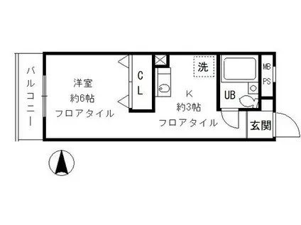 昭島コートエレガンスD(1K/5階)の間取り写真