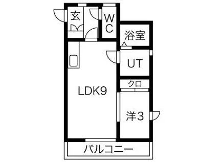 メリディアン上谷刈(1LDK/1階)の間取り写真
