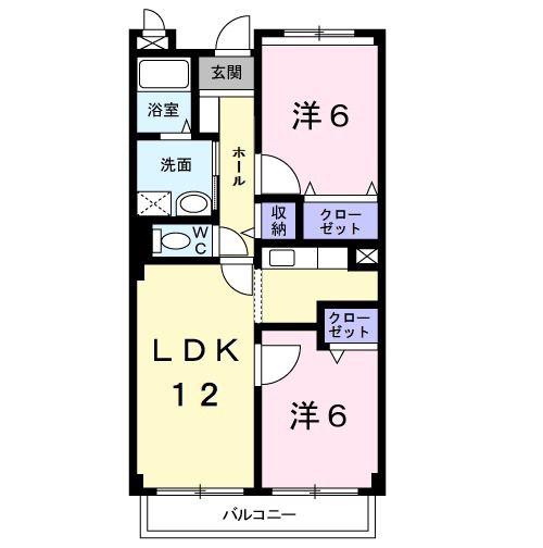 パルテールA(2LDK/2階)の間取り写真