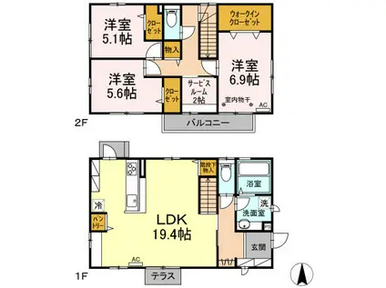 D-ROOM戸建(3LDK/1階)の間取り写真