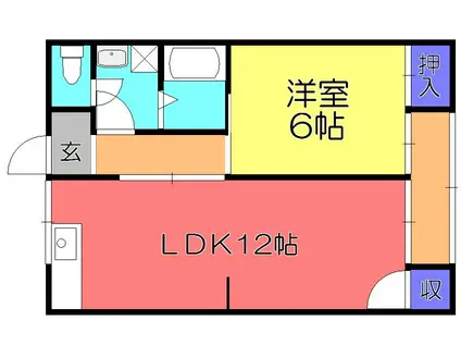 コミール沖野II(1LDK/2階)の間取り写真