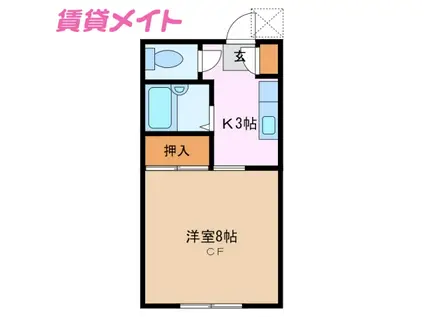 ハイツカスル(1K/2階)の間取り写真