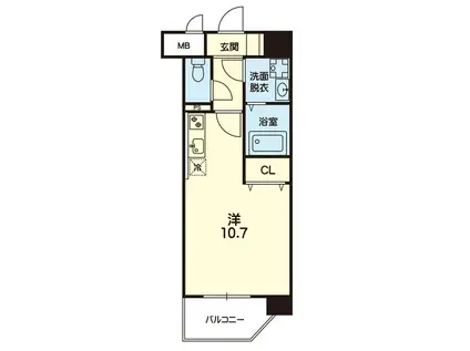 CHAINON壺川(ワンルーム/10階)の間取り写真