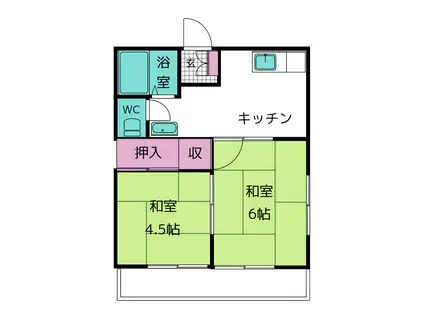 コーポタキザワA(2DK/2階)の間取り写真