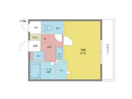 エクスランス月見坂(1K/3階)の間取り写真