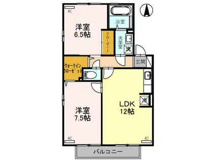 フォレストピア II(2LDK/2階)の間取り写真