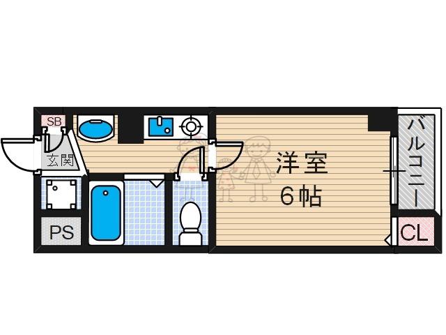 CLOVER住吉南(1K/2階)の間取り写真