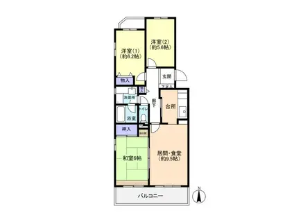 パークノヴァ藤森(3LDK/3階)の間取り写真