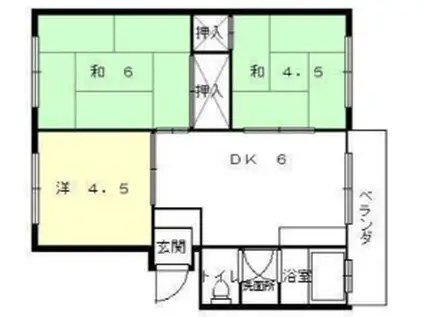 夢前台ハイツ(3DK/1階)の間取り写真
