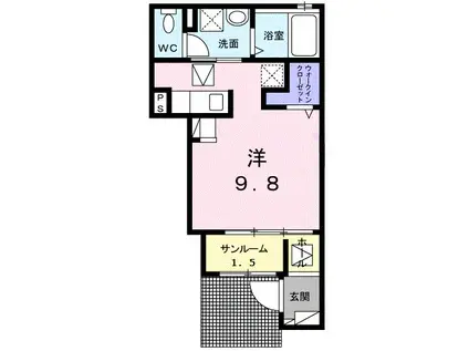 ハイツ・カレン(ワンルーム/1階)の間取り写真