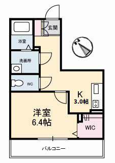 グランベレオ千代田(1K/2階)の間取り写真