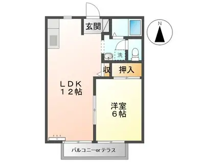 ぼくんち PARTII(1LDK/2階)の間取り写真