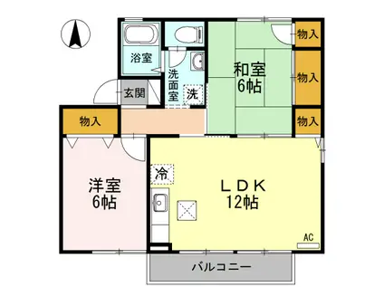 モア・フローレンスC棟(2LDK/1階)の間取り写真