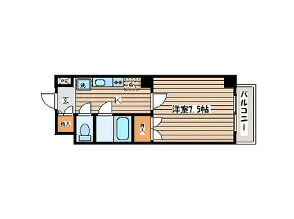 シャングリラ八幡(1K/2階)の間取り写真