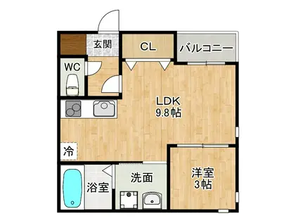 COMFORTIA安部山公園(1LDK/2階)の間取り写真