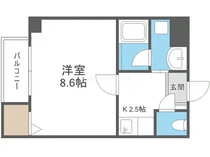 ソリティア桃谷(1K/1階)の間取り写真