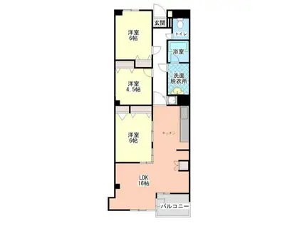 MKマンション 矢作台パレス(3LDK/1階)の間取り写真