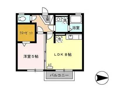 パルアヴェニュー(1LDK/2階)の間取り写真