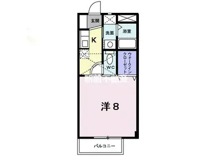 ロータスビレジ一番館(1K/2階)の間取り写真