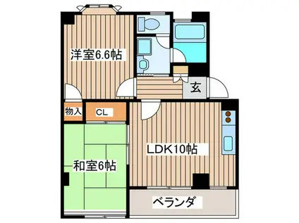 パ-クアヴェニュー壱番館(2LDK/2階)の間取り写真