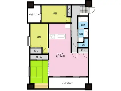 コアマンションネクステージ下通(3LDK/9階)の間取り写真