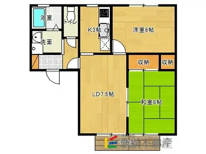 セジュール三日月A(2LDK/1階)の間取り写真