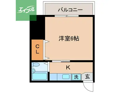 プライムマンション江里町(1K/2階)の間取り写真