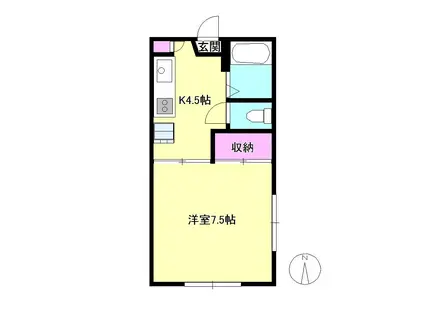 ヒルトップファースト(1K/2階)の間取り写真