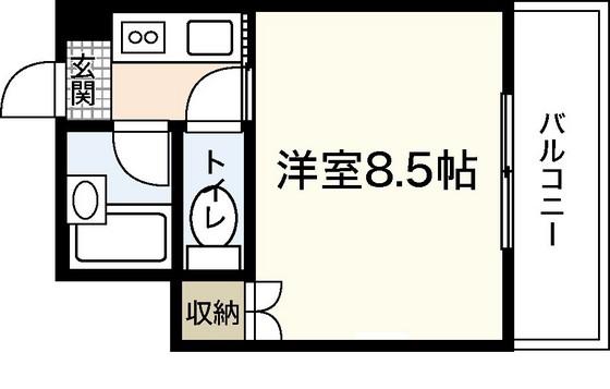 パティオス新町(ワンルーム/4階)の間取り写真