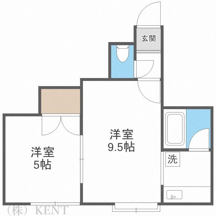 エクセルAハイツ(1LDK/2階)の間取り写真