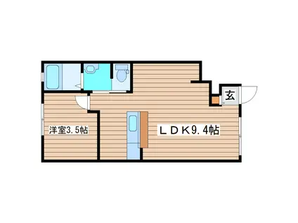 ライズ・フィルA(1LDK/1階)の間取り写真