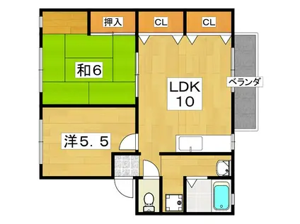 ハイツ栄(2LDK/1階)の間取り写真