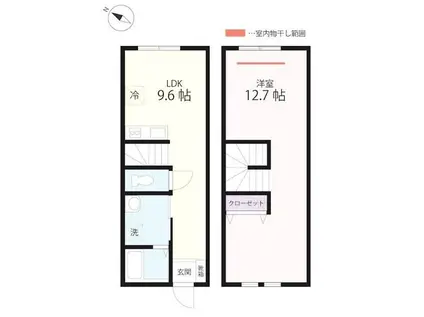 ハーミットクラブハウスCHEVAL(1LDK/1階)の間取り写真