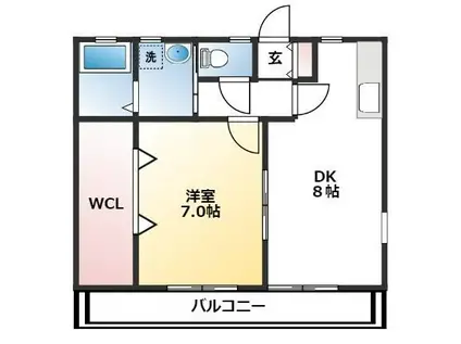 コンフォート弥右衛門(1DK/2階)の間取り写真