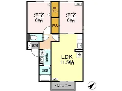 メゾンポルテ(2LDK/2階)の間取り写真