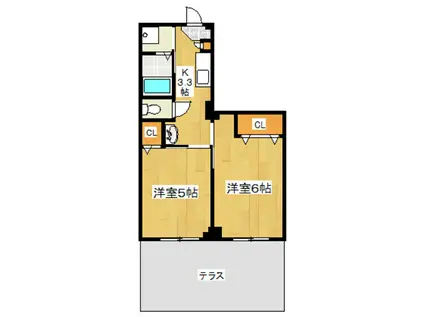 山一鹿浜マンション(2K/1階)の間取り写真