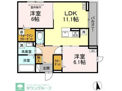 ヴィルフレア深見台(2LDK/1階)の間取り写真